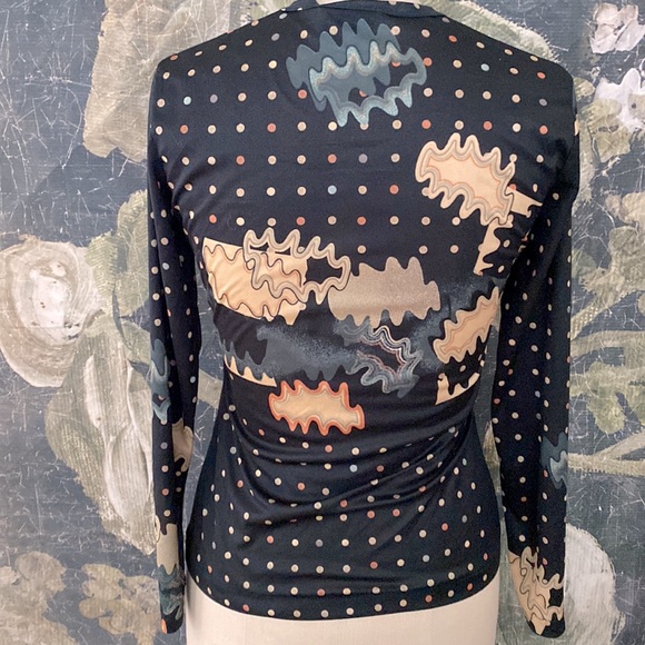 Vintage Limerix mesh long sleeve top abstract 12 small - Picture 4 of 7